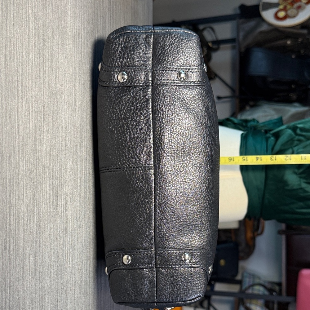 Coach Dark Gray/Black Leather Hobo Shoulder Bag - Picture 10 of 15
